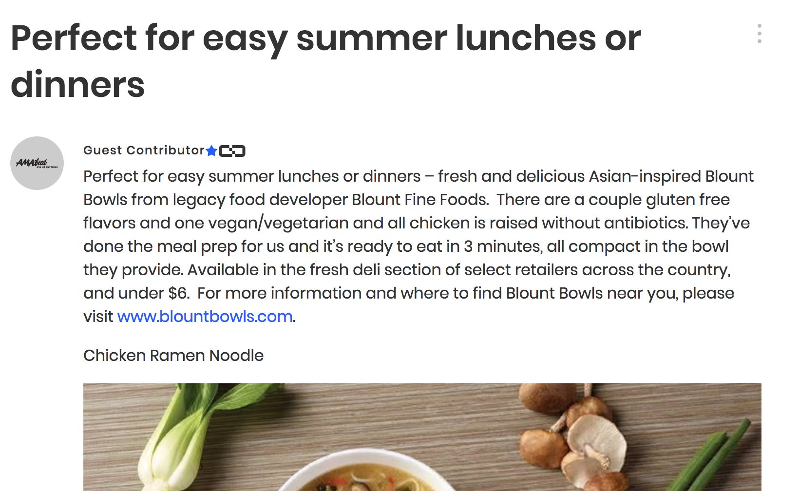 Blount Bowls featured on Ask Me Anything